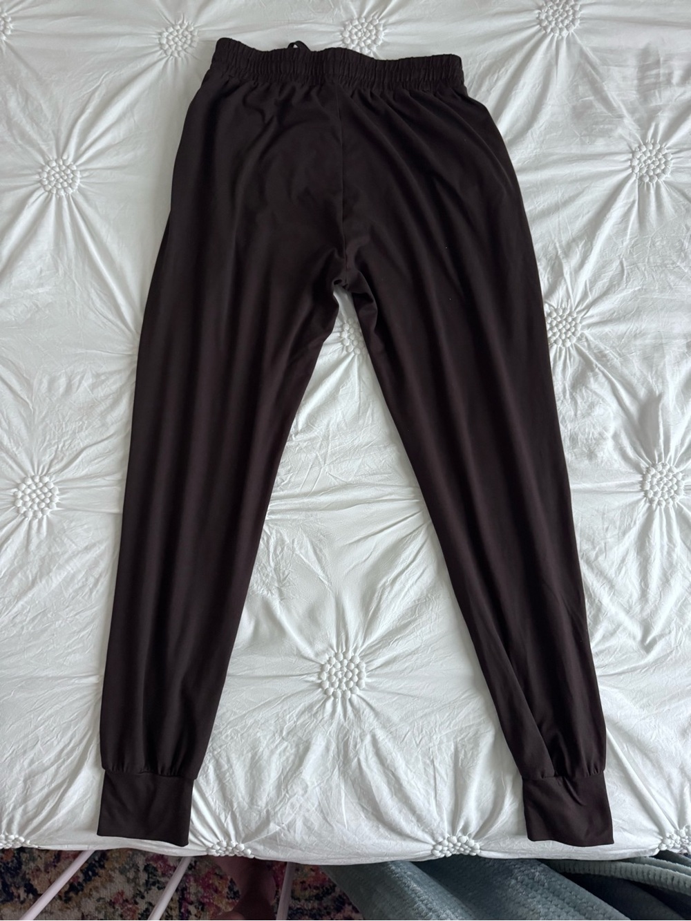 Dark Brown Elastic Waist Jogger Pants
